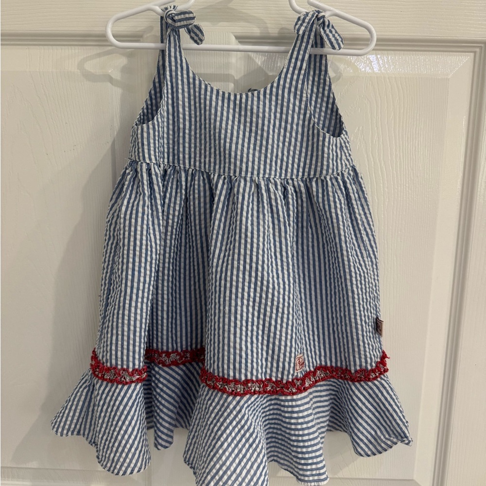 Vintage Blue and White Striped Toddler  Dress